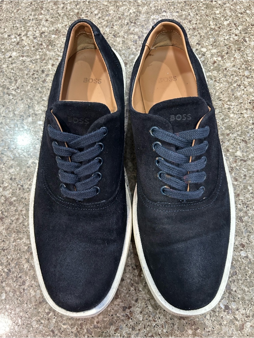BOSS men’s Navy Suede sneakers